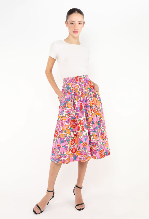 Saint Laurent Vintage Floral Cotton Skirt - 1