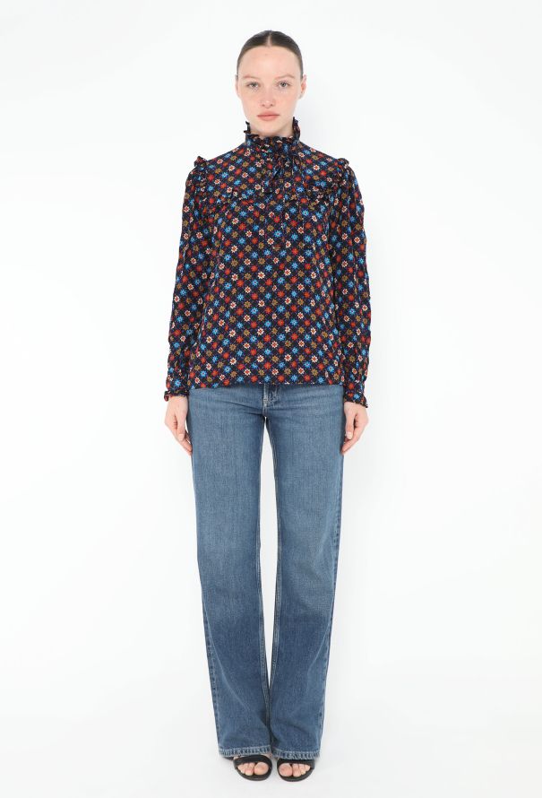 Saint Laurent 1976 Ruffled Floral Lavallière Blouse - 3