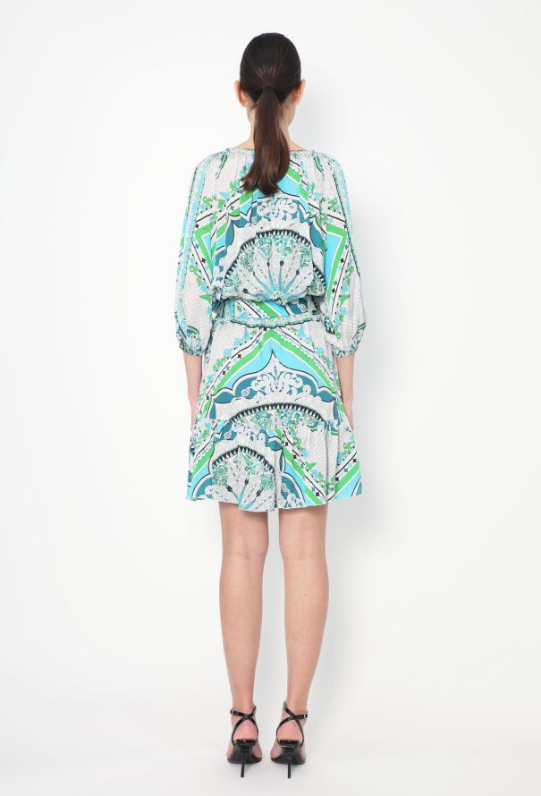 Emilio Pucci Resort 2014 Silk Graphic Belted Dress - 5