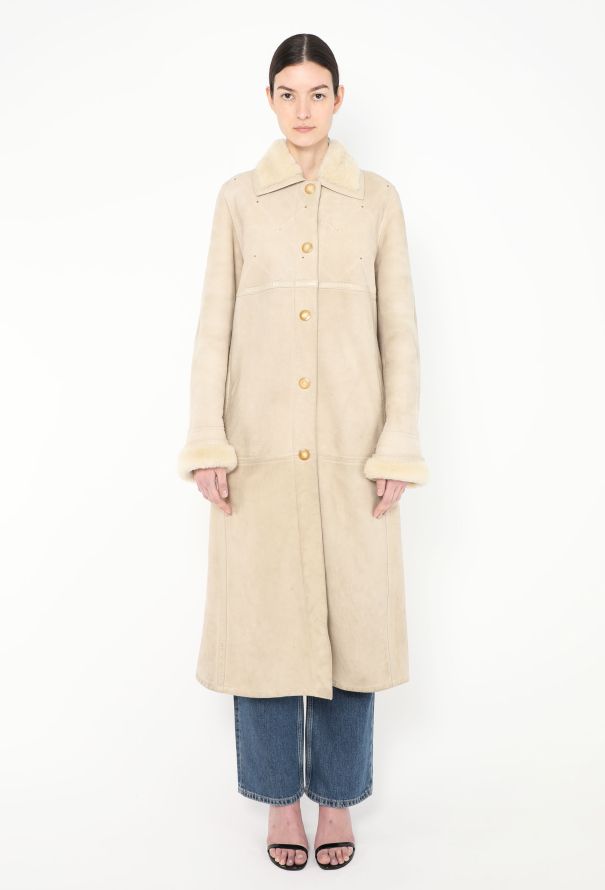 Céline Vintage Suede Shearling-Lined Coat - 1