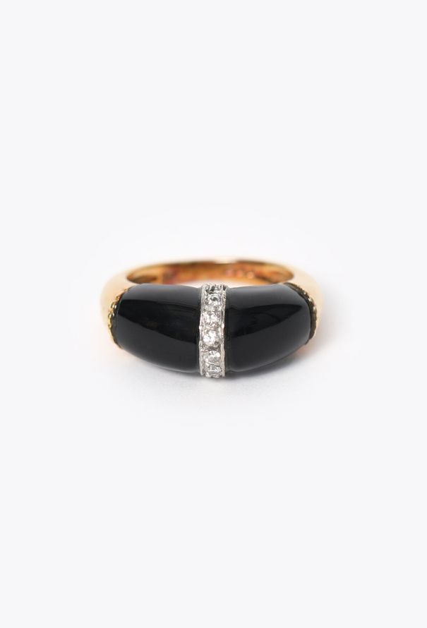 Vintage Fine Jewelry Collectible: '70s Kutchinsky 18K Gold, Onyx & Diamond Ring - 1