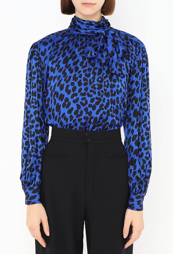 Saint Laurent Leopard Lavallière Blouse - 1