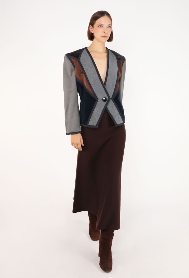 Saint Laurent Cubist Velvet Moire Jacket, F/W 1988 - 5