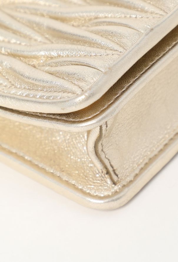 Miu Miu Gold Quilted Wallet On Chain - 8 Miu Miu Gold Quilted Wallet On Chain - 8
