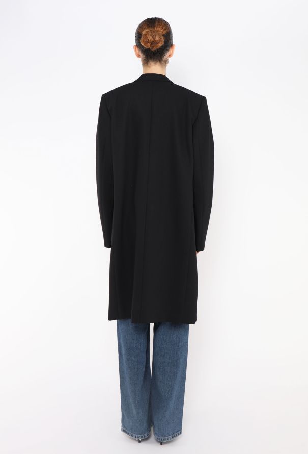 Céline Black Grain de Poudre Crombie Coat - 4 Céline Black Grain de Poudre Crombie Coat - 4