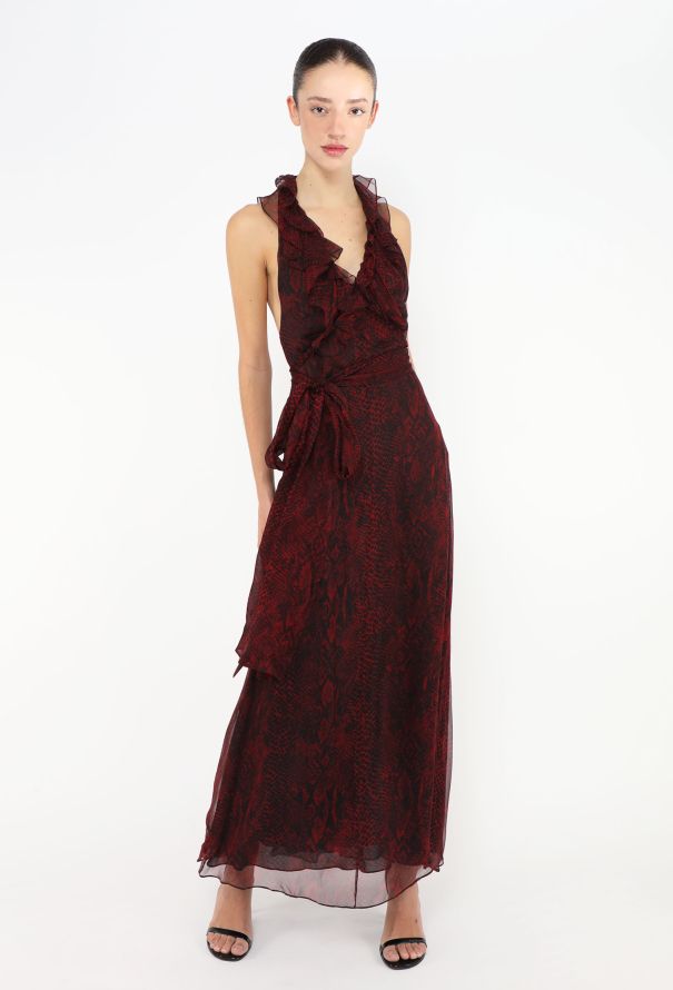 Saint Laurent S/S 2013 Snake Print Chiffon Gown - 3