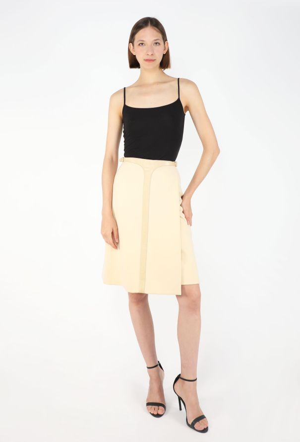 Hermès '70s Leather Trim Wrap Skirt - 3