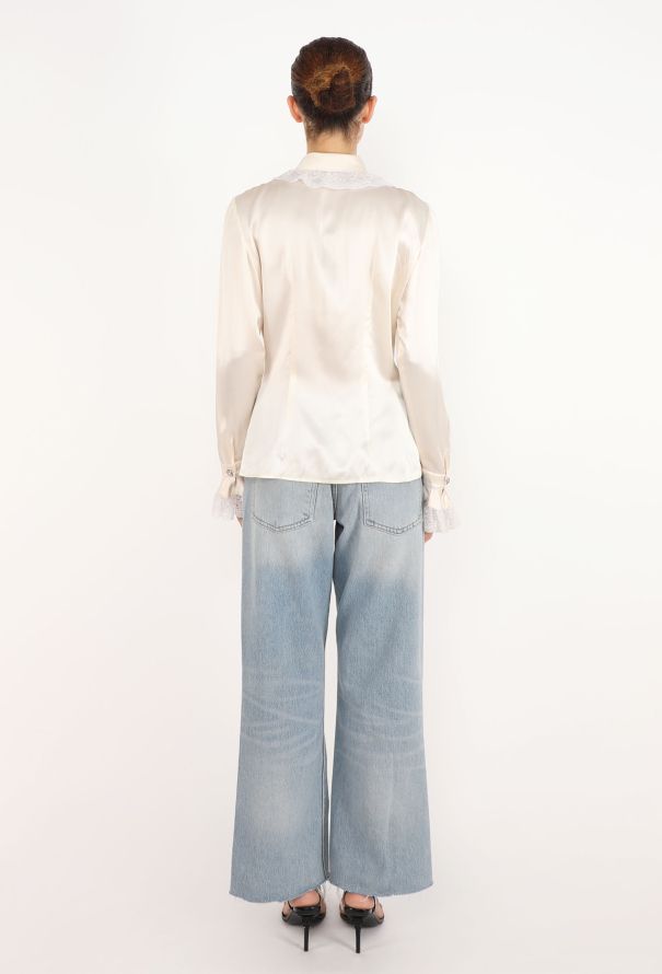 Valentino Vintage Pleated Lace Collar Blouse - 5