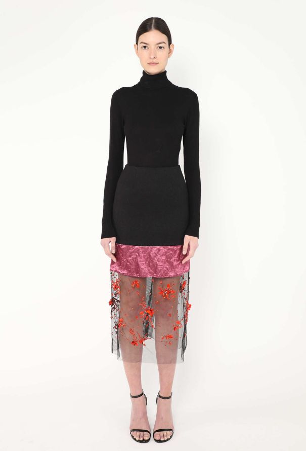 Prada F/W 2022 Embellished Net Charmeuse Skirt - 1