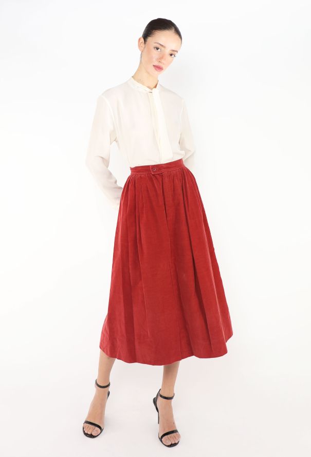 Saint Laurent 1975 Corduroy Gathered Skirt - 1