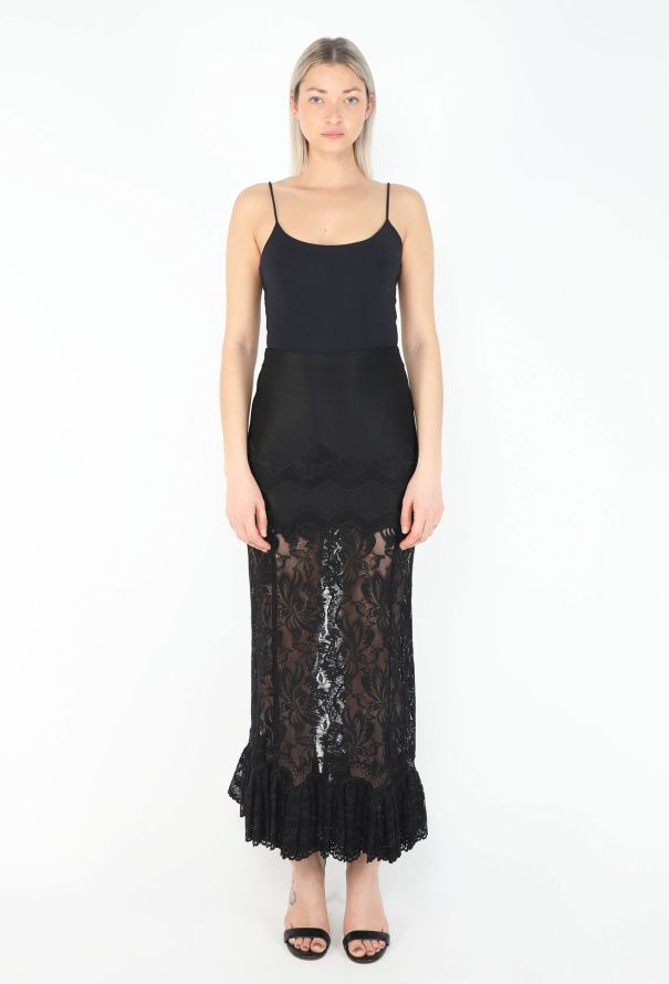 Paco Rabanne 2023 Floral Lace Ruffled Skirt - 1