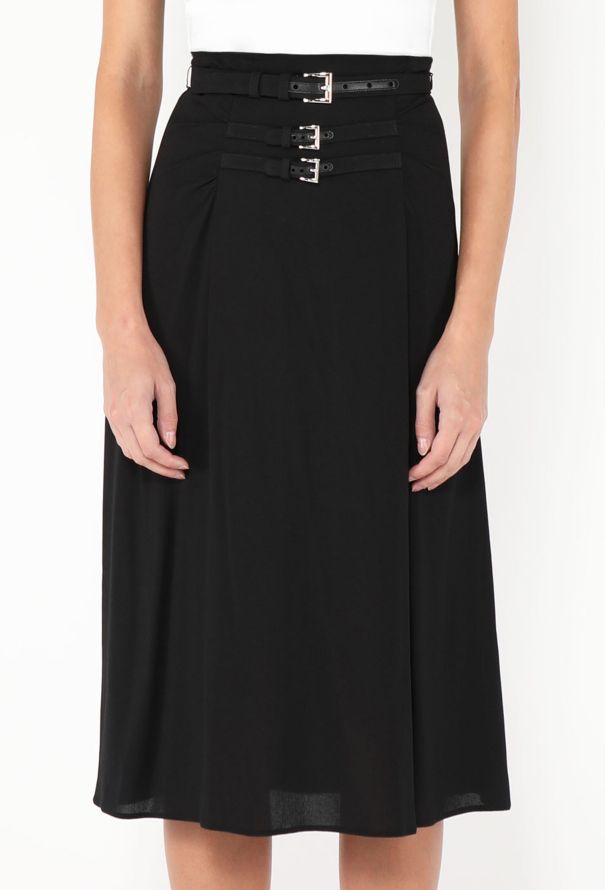 Prada 2024 Sablé Belted Midi Skirt - 2