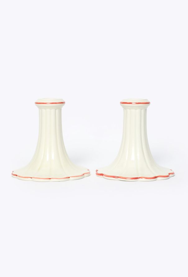 Dior '70s Earthenware Scalloped Candle Holder Set - 1