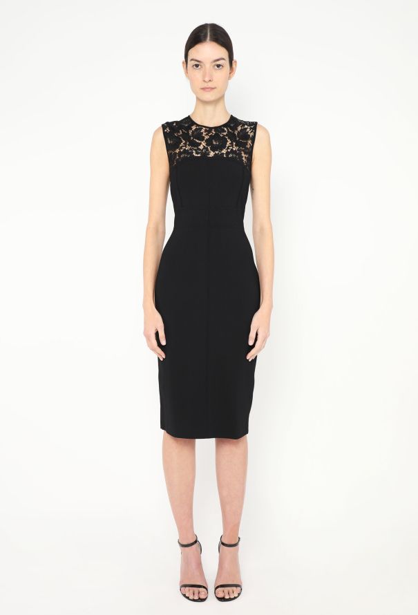 Valentino Guipure Trim Bodycon Dress - 1