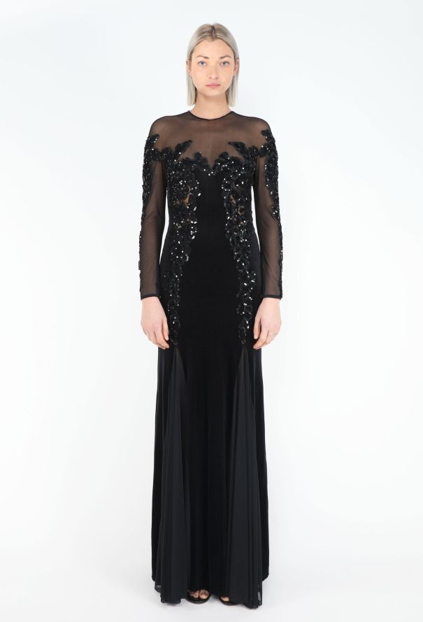 Azzaro STUNNING '70s Embellished Pistile Velvet Gown - 1