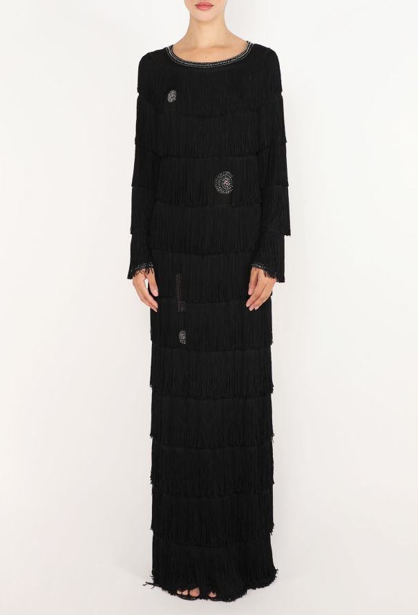 Louis Féraud Embellished Fringe Gown, 1980s - 4