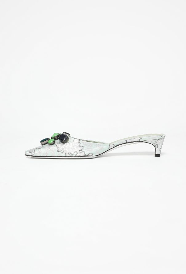 Prada Embellished Jacquard Mules - 4 Prada Embellished Jacquard Mules - 4
