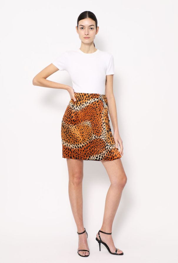 Saint Laurent Vintage Leopard Print Charmeuse Skirt - 1