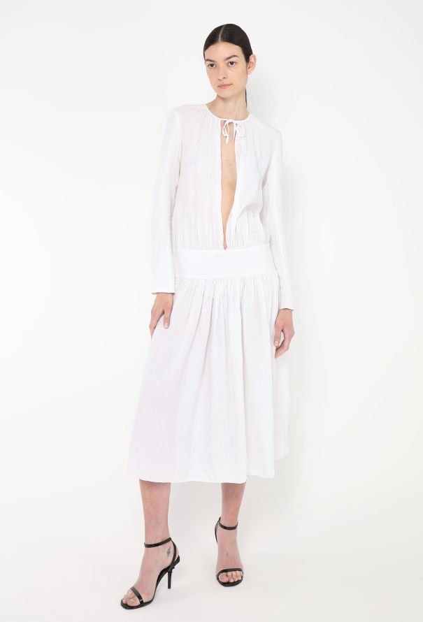 Balenciaga Vintage Le Dix Plunging Linen Dress - 1