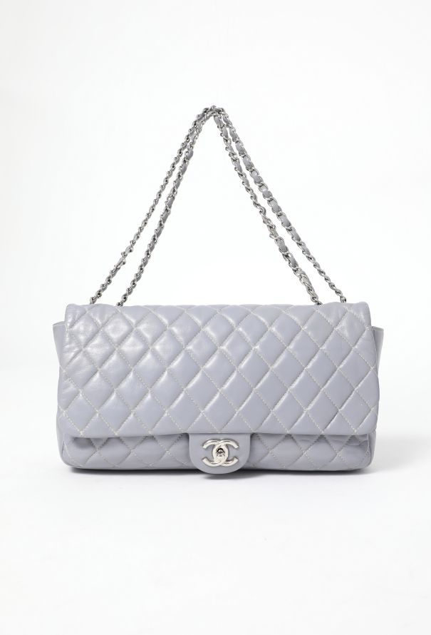Chanel Maxi Grey Classic Quilted Flap Bag - 1