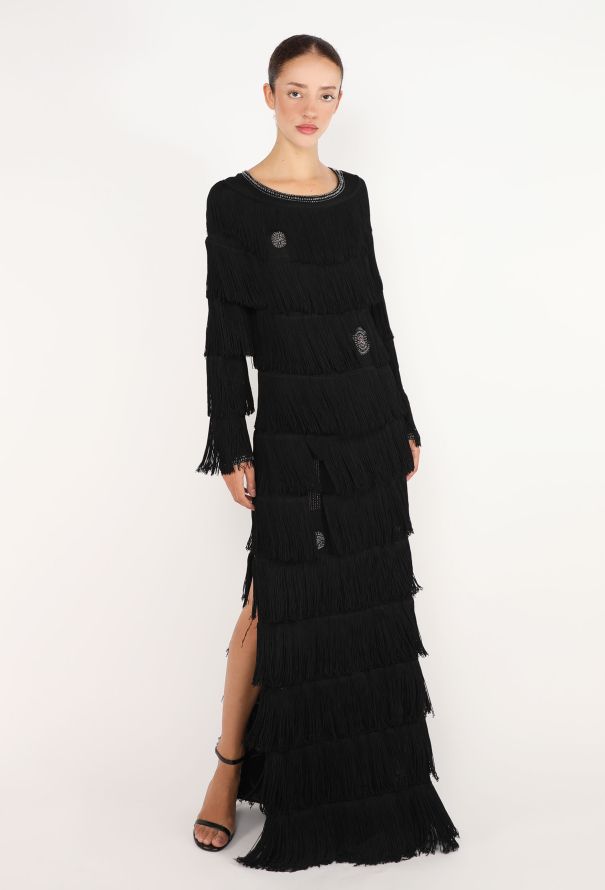 Louis Féraud Embellished Fringe Gown, 1980s - 2
