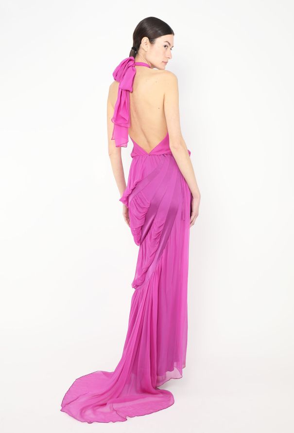 Emanuel Ungaro Vintage Draped Chiffon Halter Gown - 1