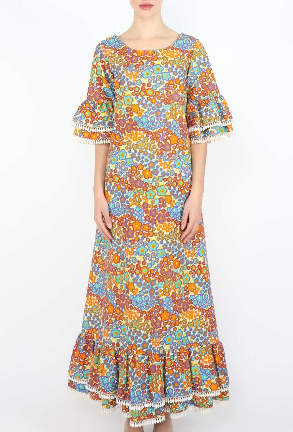Saint Laurent ULTRA RARE Early '70s Millefleurs Peasant Dress - 3
