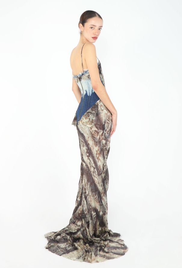 Roberto Cavalli COLLECTOR F/W 2001 Bias Denim Corset Gown - 2