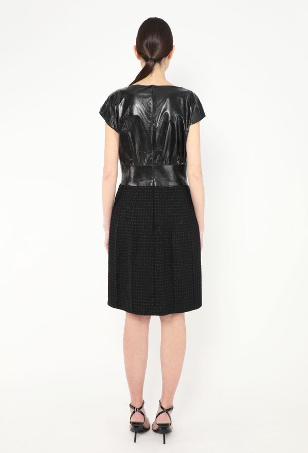 Chanel 2014 Lamé Tweed Leather Dress - 4