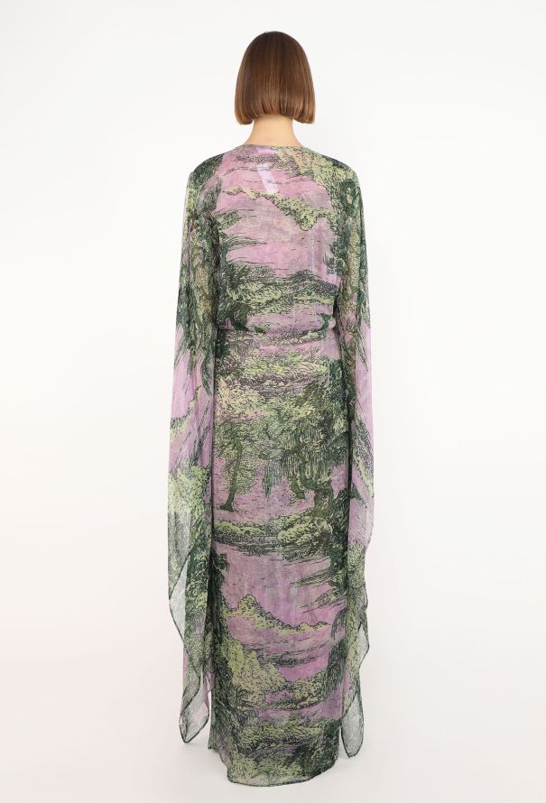 Saint Laurent Printed Chiffon Kaftan Dress, 1991 - 6