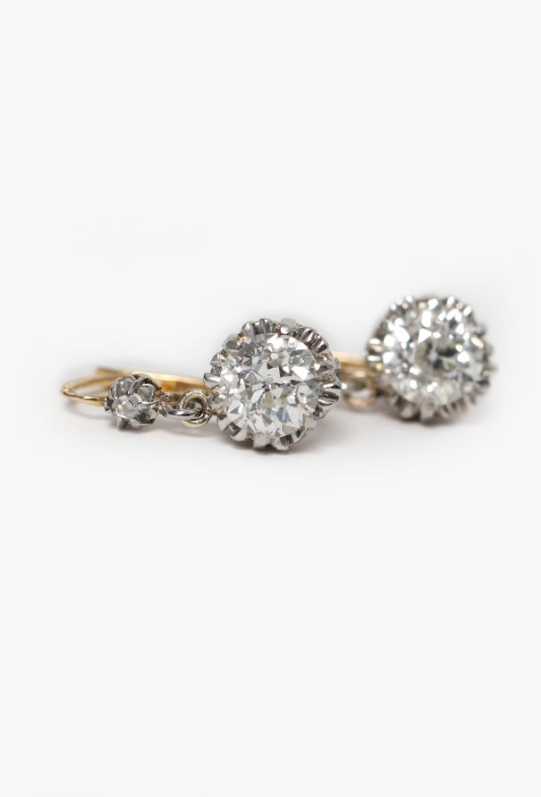 Vintage Fine Jewelry Belle Époque 2.45 Carats Diamond Dormeuses - 3 Vintage Fine Jewelry Belle Époque 2.45 Carats Diamond Dormeuses - 3