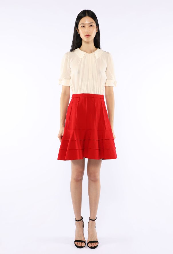 Miu Miu Pleated Silk Combination Dress - 1