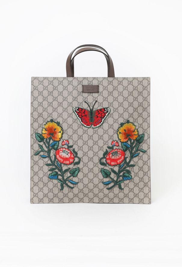Retro Style Denim Canvas Tote Bag, Butterfly Embroidery Shoulder