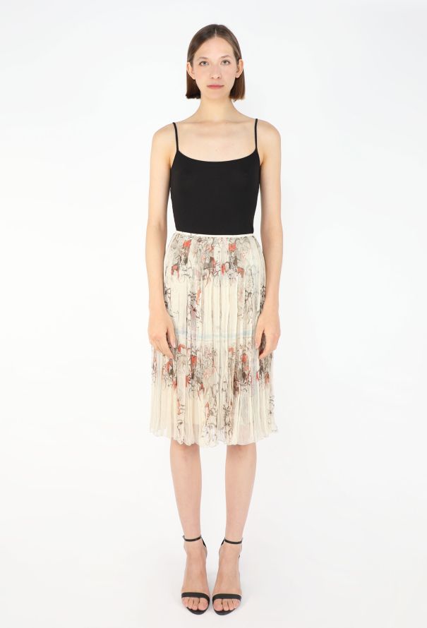 Hermès 2009 'Finish' Printed Chiffon Skirt - 1