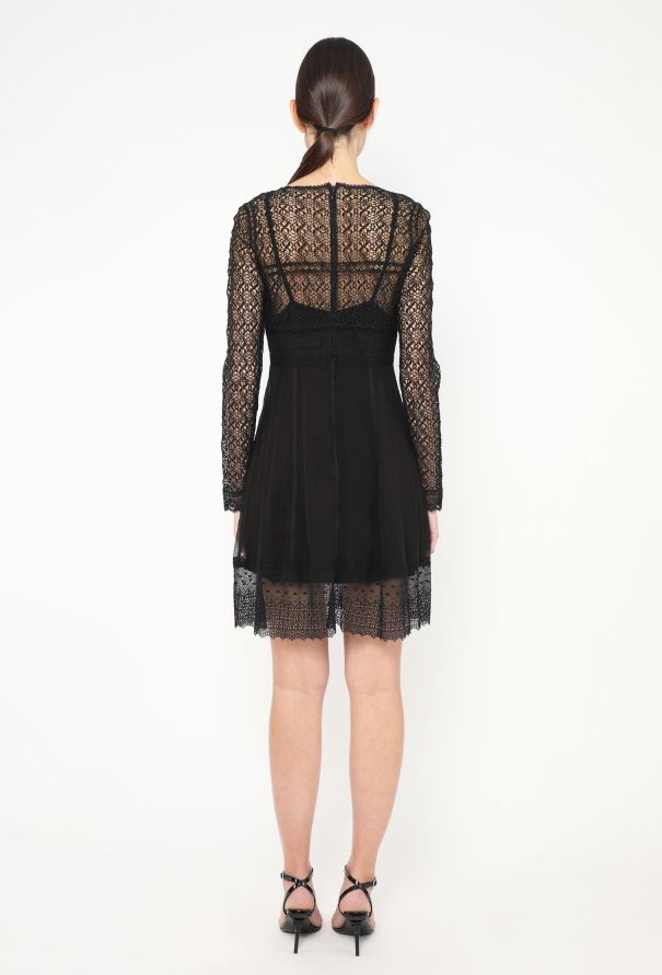 Chloé Rare '80s Chiffon Lace Overlay Dress - 4