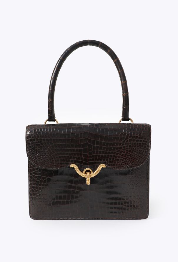 Hermès Rare 1960s Marron Porosus Vasco Bag - 1