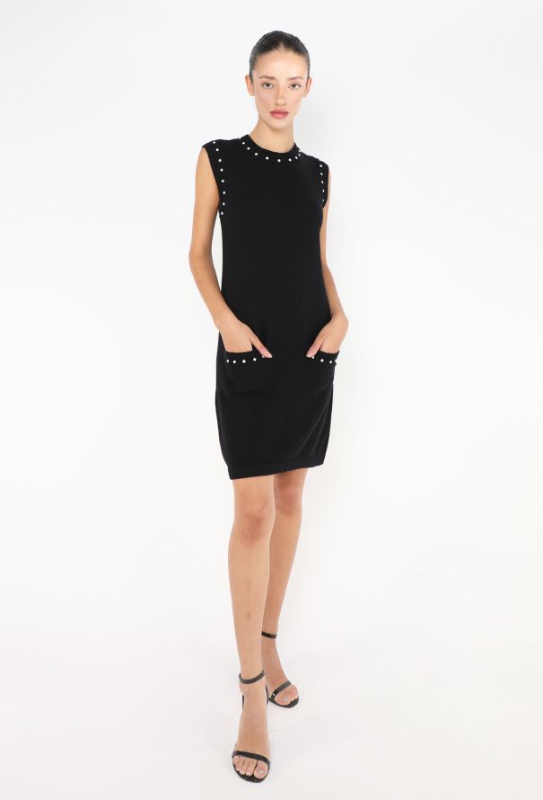 Chanel Cashmere Pearl Trim Knit Dress - 3