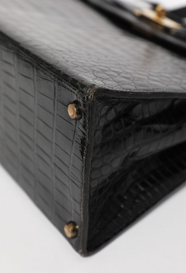 Hermès Black Porosus Kelly Sellier 32, 1964 - 8