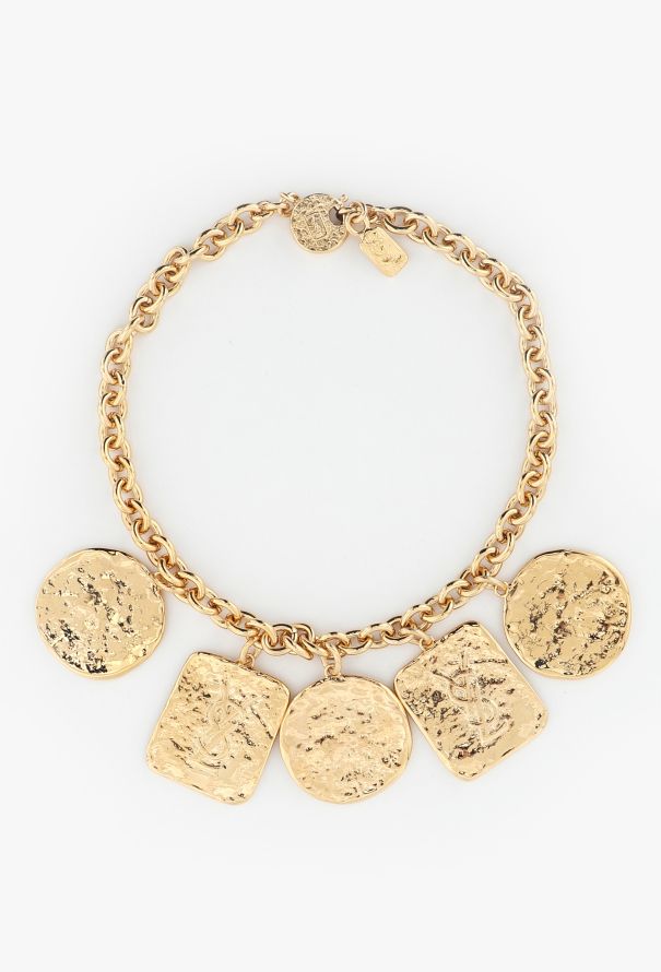 Saint Laurent Rare '90s Hammered Medallion Necklace - 1