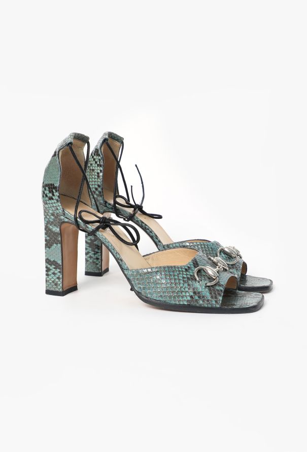 Gucci 1996 Snakeskin Horsebit Sandals - 2