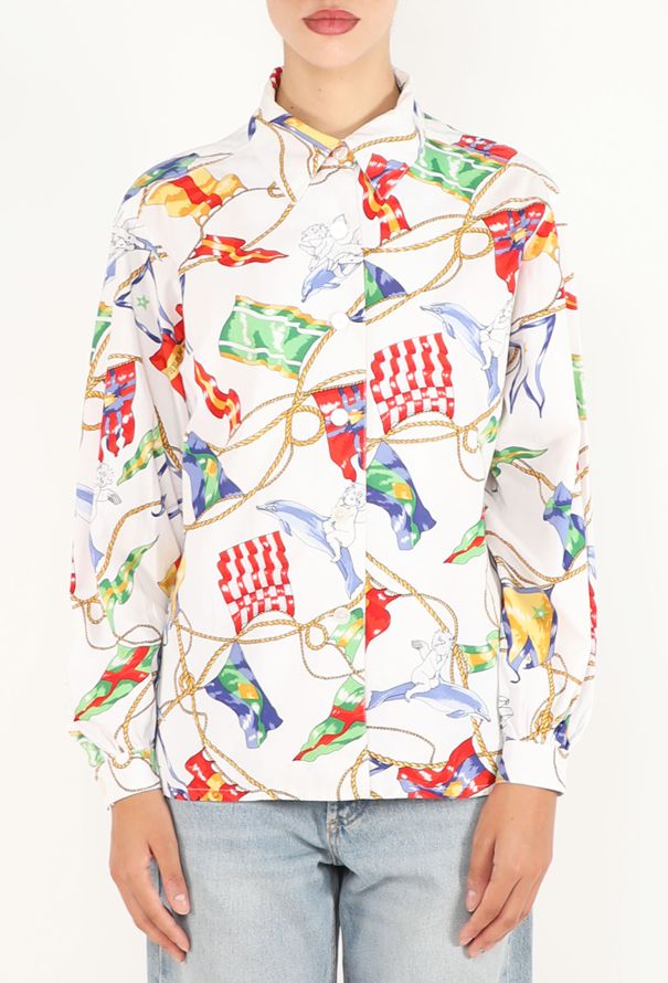 Hermès Maritime Printed Cotton Shirt, 1970s - 3