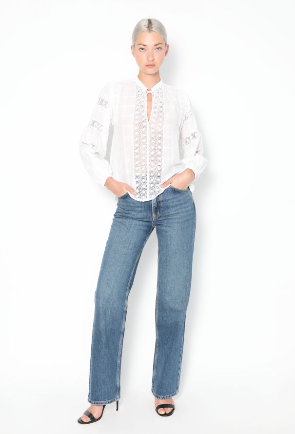 Saint Laurent CAMPAIGN 1977 Lace Peasant Blouse - 4