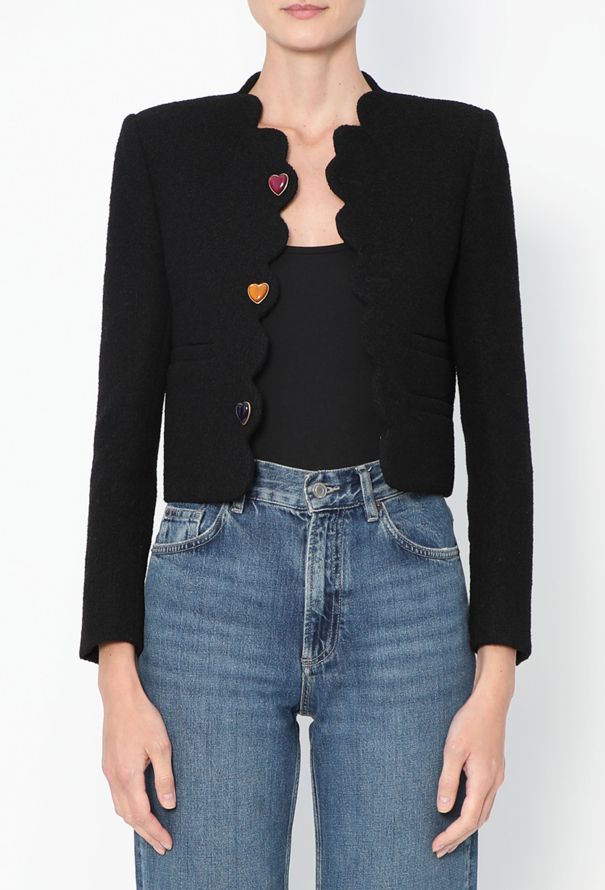 Saint Laurent S/S 2022 Scalloped Bouclé Jacket - 1