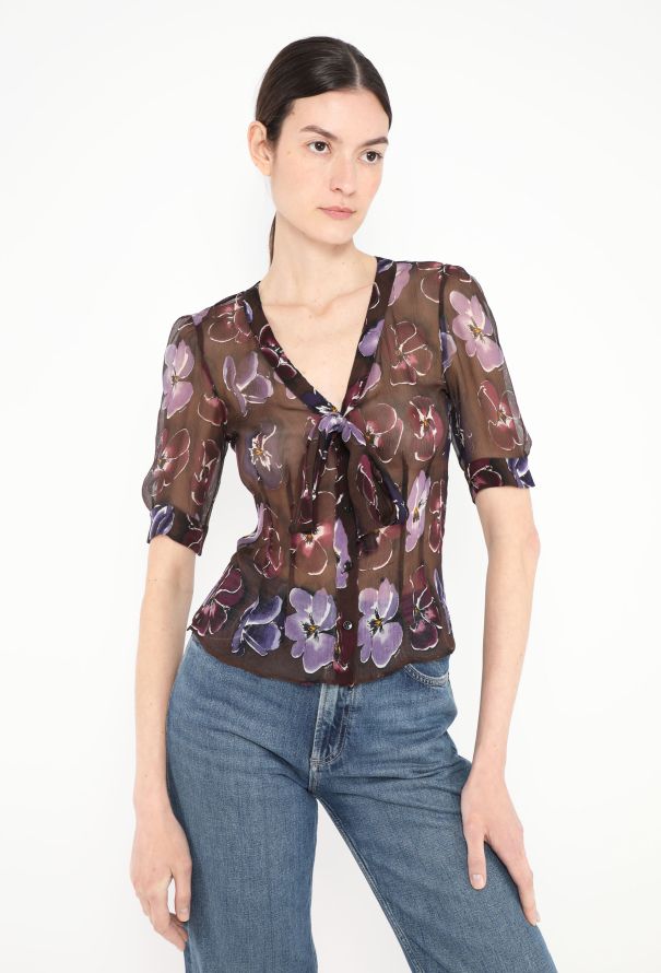 Prada F/W 2000 Floral Chiffon Blouse - 1