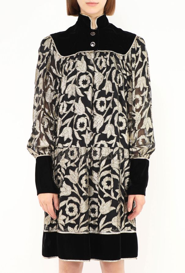 Saint Laurent COLLECTOR 1976 Russian Velours Lamé Dress - 4 Saint Laurent COLLECTOR 1976 Russian Velours Lamé Dress - 4