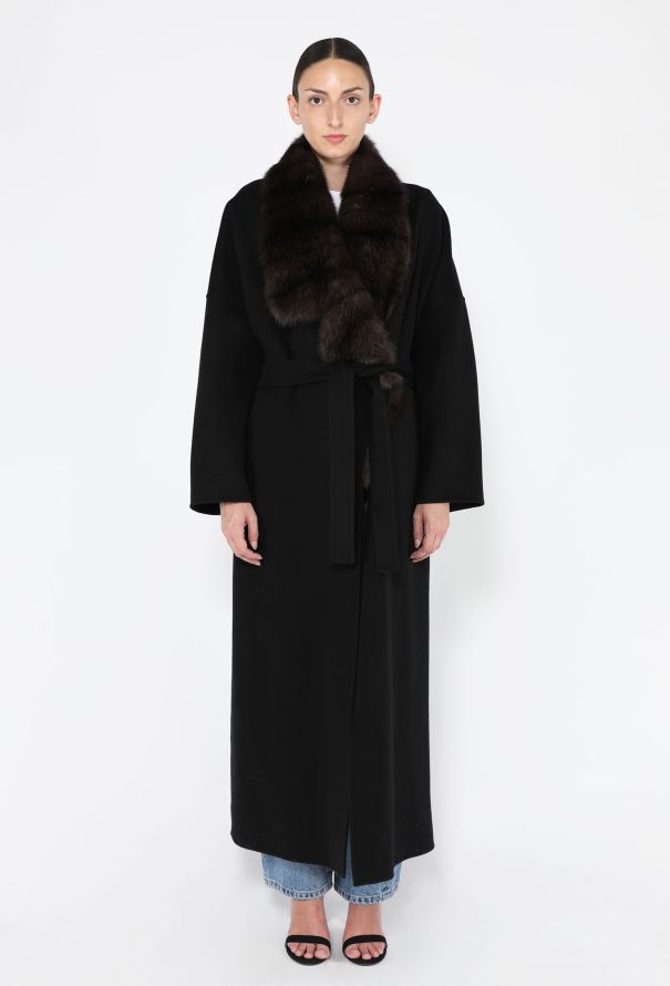 Loro Piana Baby Cashmere & Russian Sable Double-Face Belted Coat - 2