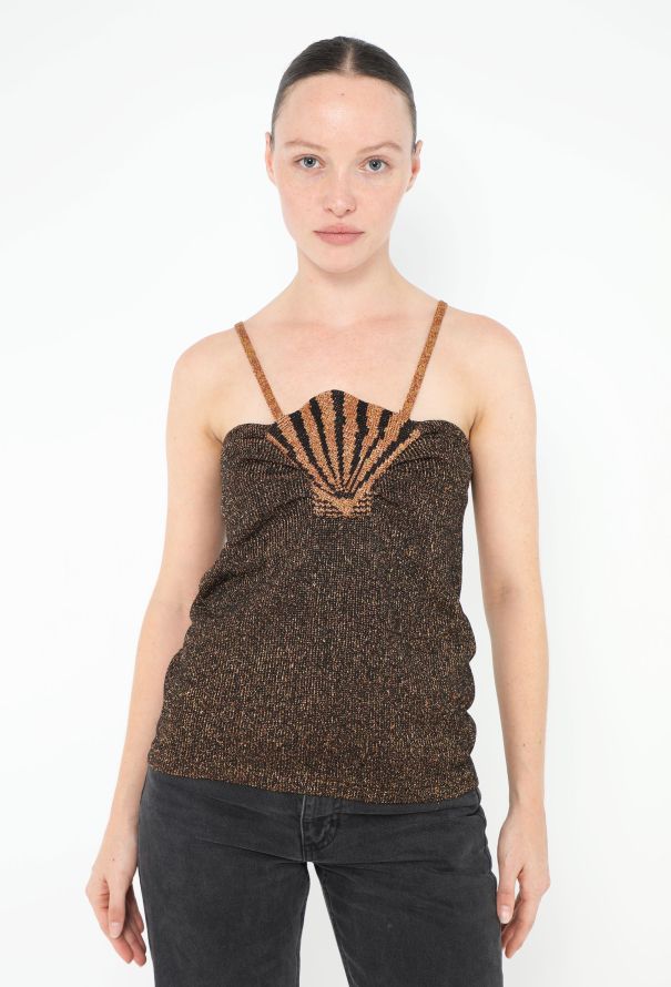 Saint Laurent Vintage Ruched Lurex Seashell Top - 1
