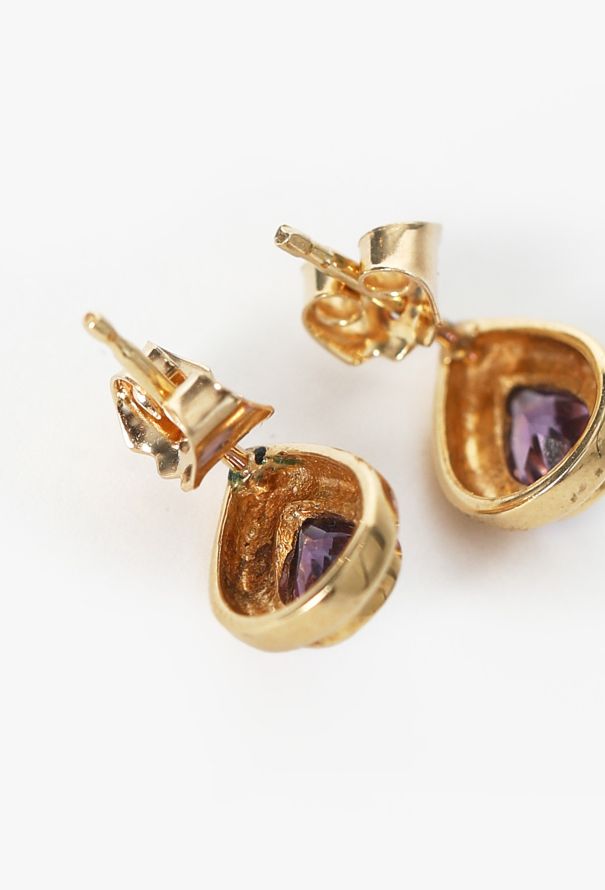 Modern Fine Jewelry 18K Yellow Gold & Amethyst Stud Earrings - 5 Modern Fine Jewelry 18K Yellow Gold & Amethyst Stud Earrings - 5