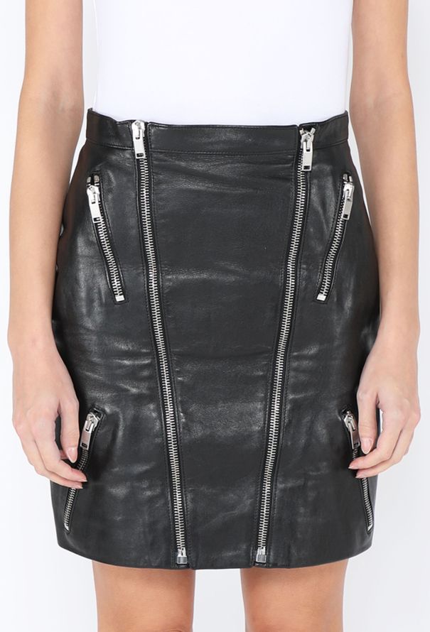 Saint Laurent 2013 Leather Zip Mini Skirt - 3