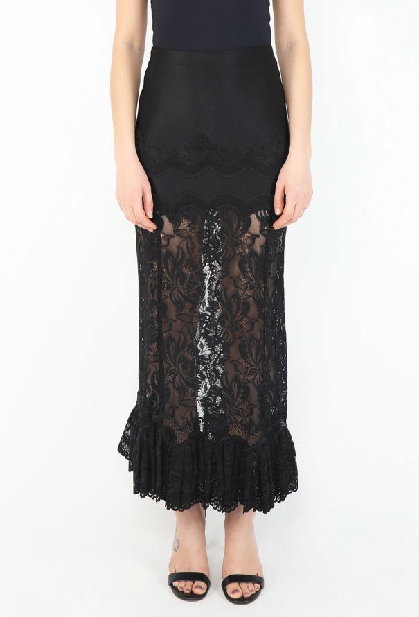 Paco Rabanne 2023 Floral Lace Ruffled Skirt - 3